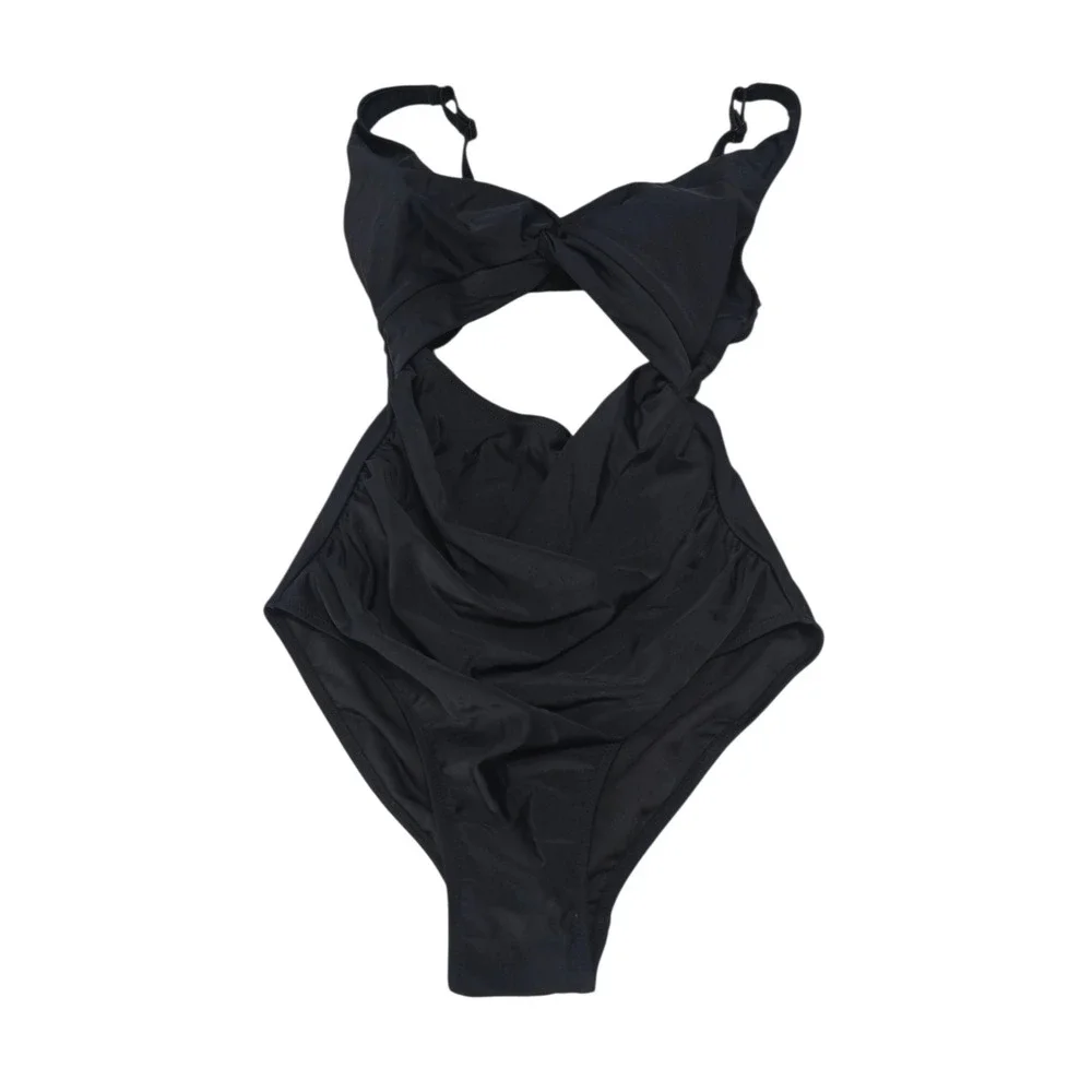 Charmo Womens Black Cutout One Piece Swimsuit Monokini UPF 50+ Size‎ Medium NEW